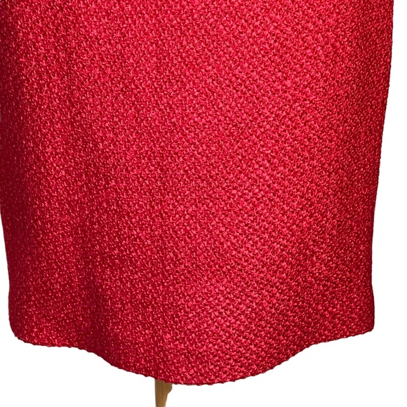Anthropologie Moulinette Soeurs Red Boucle Tweed Wool. Blend Pencil Skirt Size 6 - Picture 3 of 10